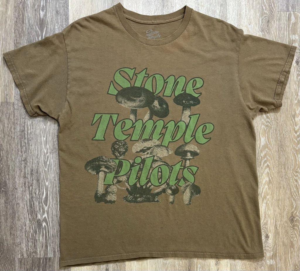 Stone Temple Pilots Mushrooms T-Shirt Size Large Brown 90s Grunge Official STP