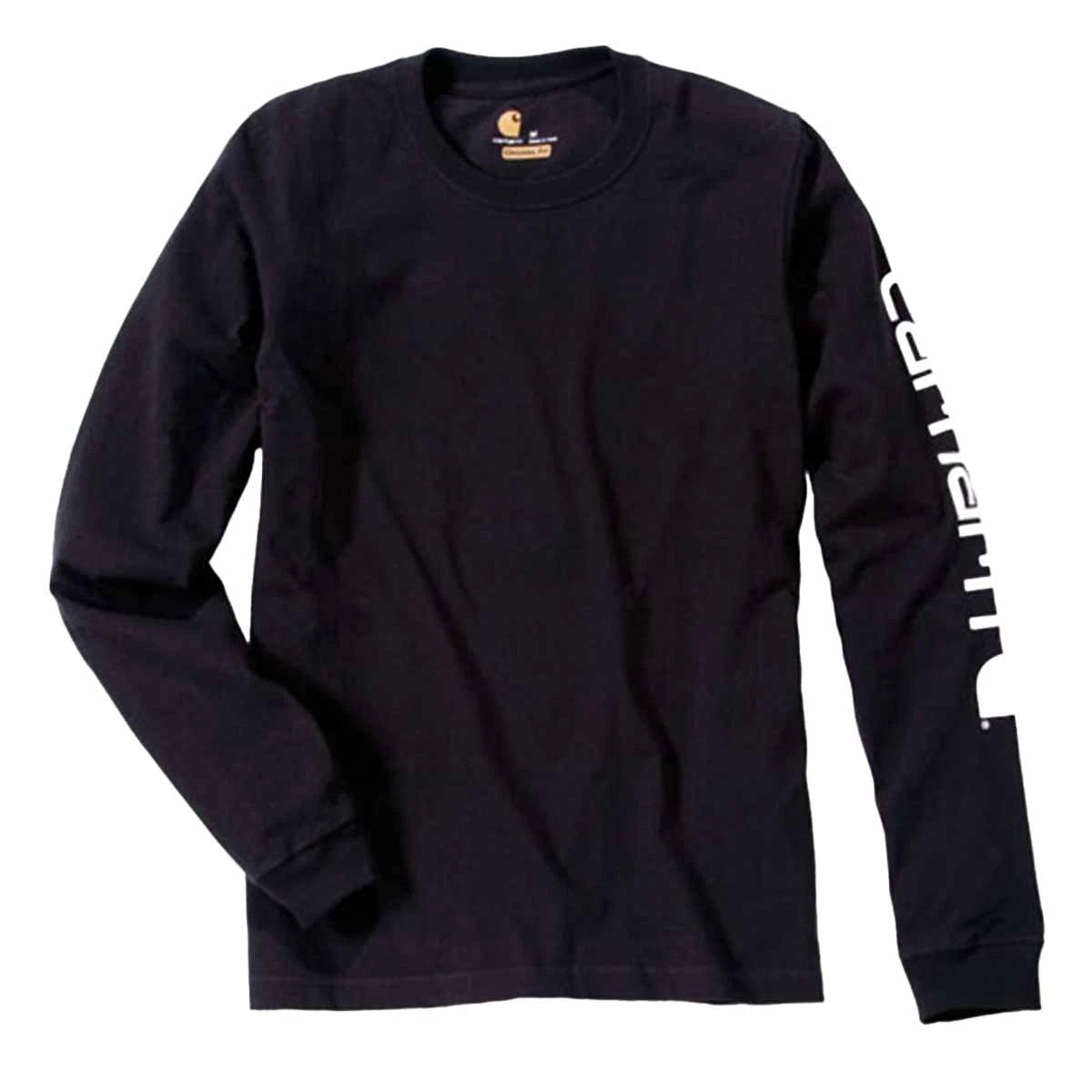 Carhartt Relaxed Fit Heavyweight Long-Sleeve Logo Sleeve Graphic T-Shirt - Black