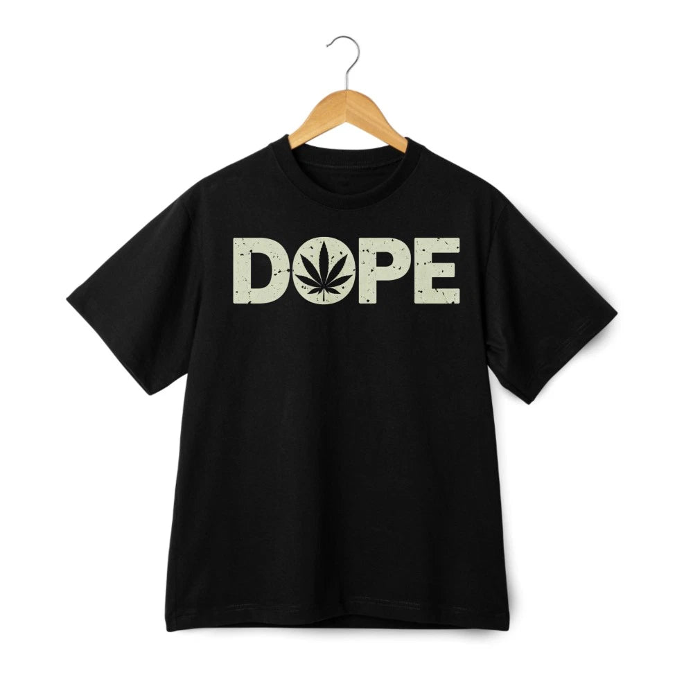Vintage Distressed DOPE Graphic T-Shirt, Retro Style Casual Cotton Tee
