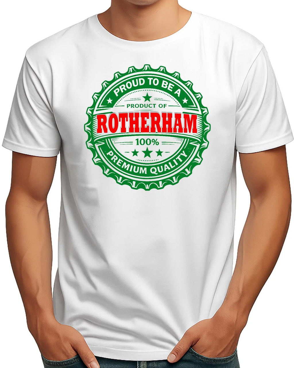 ROTHERHAM BOTTLE TOP MENS FUNNY BEER T-SHIRT