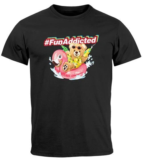 Men's T-Shirt Teddy Lettering Fun Addicted Summer Fun Fashion Street Style
