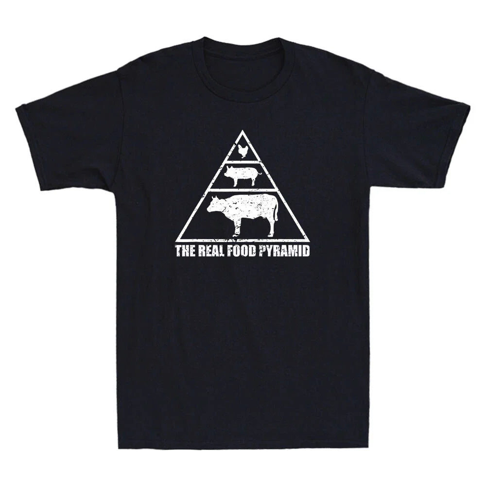 The Real Food Pyramid Carnivore Meat Eater Funny Quote Vintage Men's T-Shirt Tee