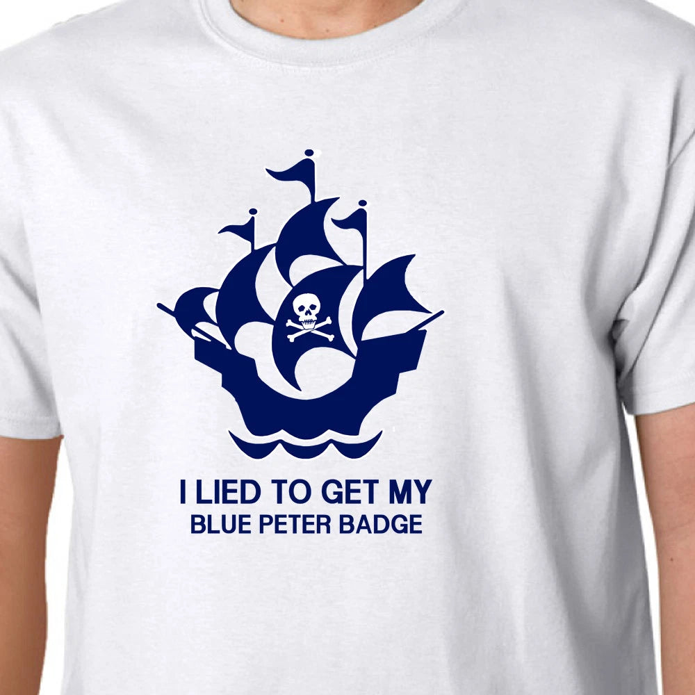 I Lied to Get My Blue Peter Badge t-shirt 1980's KIDS CHILDRENS TV SHEP NOAKES