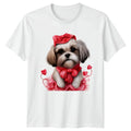 Shih Tzu Puppy Hearts Valentines Day Mens T-Shirt Womens Tee Graphic Top