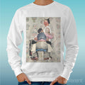 Felpa Man Light Sweater White " Tatuaggio Draw Design " Road To Happiness