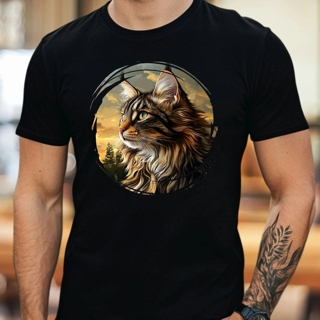 Mens Maine Coon Cat Print Cotton T-Shirt Size XS to 5XL