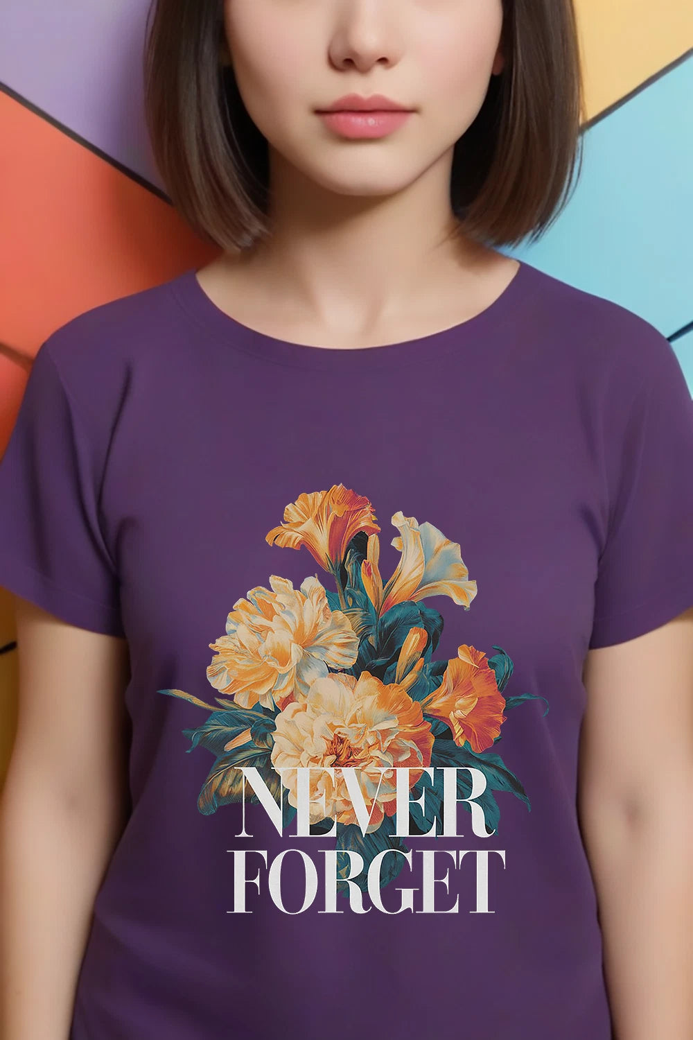 Never Forget Floral T-Shirt - Unisex Softstyle Tee, Trendy T-shirt