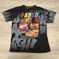 Contender Graphic T Shirt Mens L Black Pop Art Comic Fade All Over Print