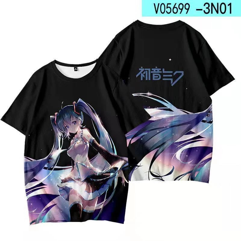 Miku Hatsune Vocaloid Cosplay Anime Manga T-Shirt Tee Costumes Polyester Unisex