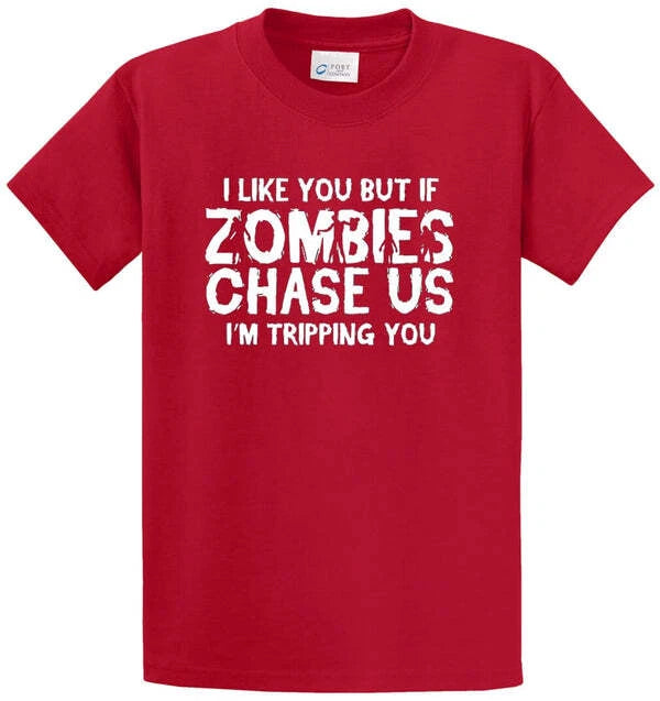 Zombies Chase Us Printed Tee Shirt Regular and Big and Tall Sizes