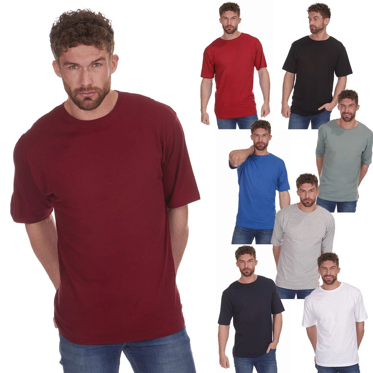 Men's Short Sleeve Basic Plain T-Shirt (Sizes S-2XL) 100% Cotton Crew Neck Top