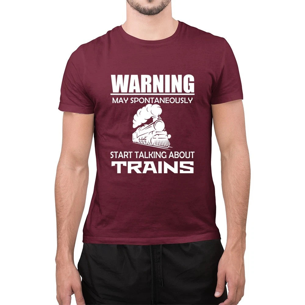 Warning May Start Talking About Trains Funny Sarcastic Train Lover T-Shirt