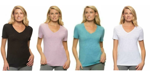 Felina Ladies' V-Neck Short Sleeve Slub T-Shirt