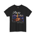 Pop Art Postcard Designer Tee- "Paris Eiffel Tower", Unisex, Cotton, Black