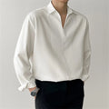 Men's V-neck Shirt Casual Slim Shirts Long Sleeve Tops Blouse