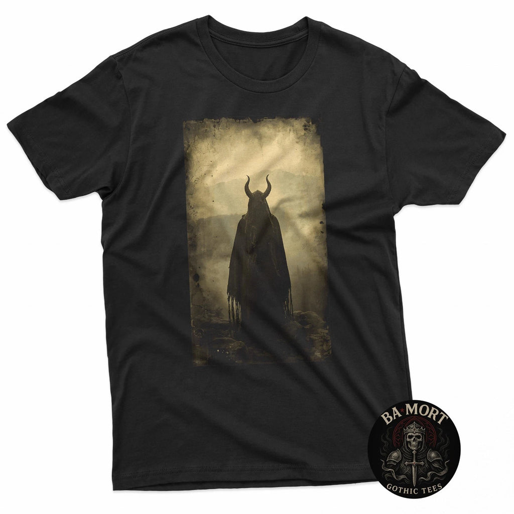 Vintage Gothic Cloaked Figure Dark Horror Aesthetic Art T-Shirt