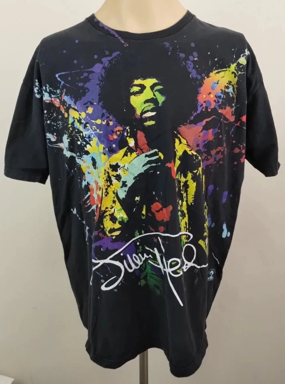 Jimi Hendrix Mens Black Short Sleeve Concert Graffiti Pop Art T-Shirt Size XL