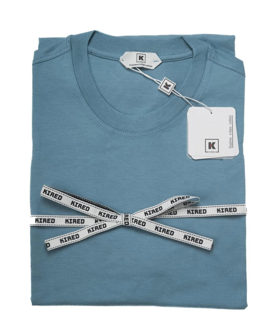Kired by Kiton Slate Blue Supima Crepe Cotton Short Sleeve Slim T-Shirt L 52 IT