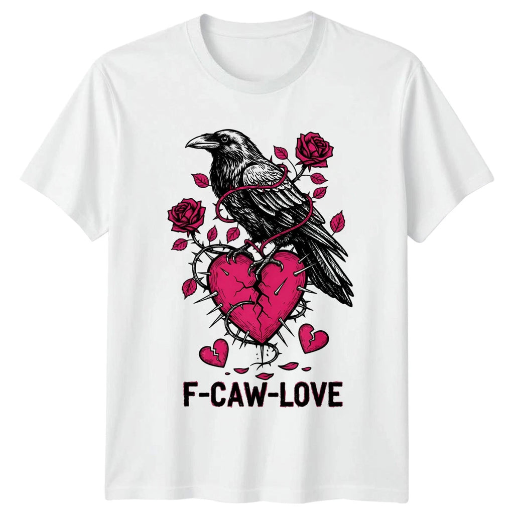 F-Caw-Love T-Shirt Raven Crow Tattoo Style Goth Culture Gift For Him And Her
