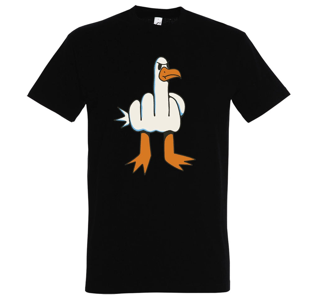 Mens SEAGULL FINGER T-Shirt Fun Print Bird Funny Gift Statement Women