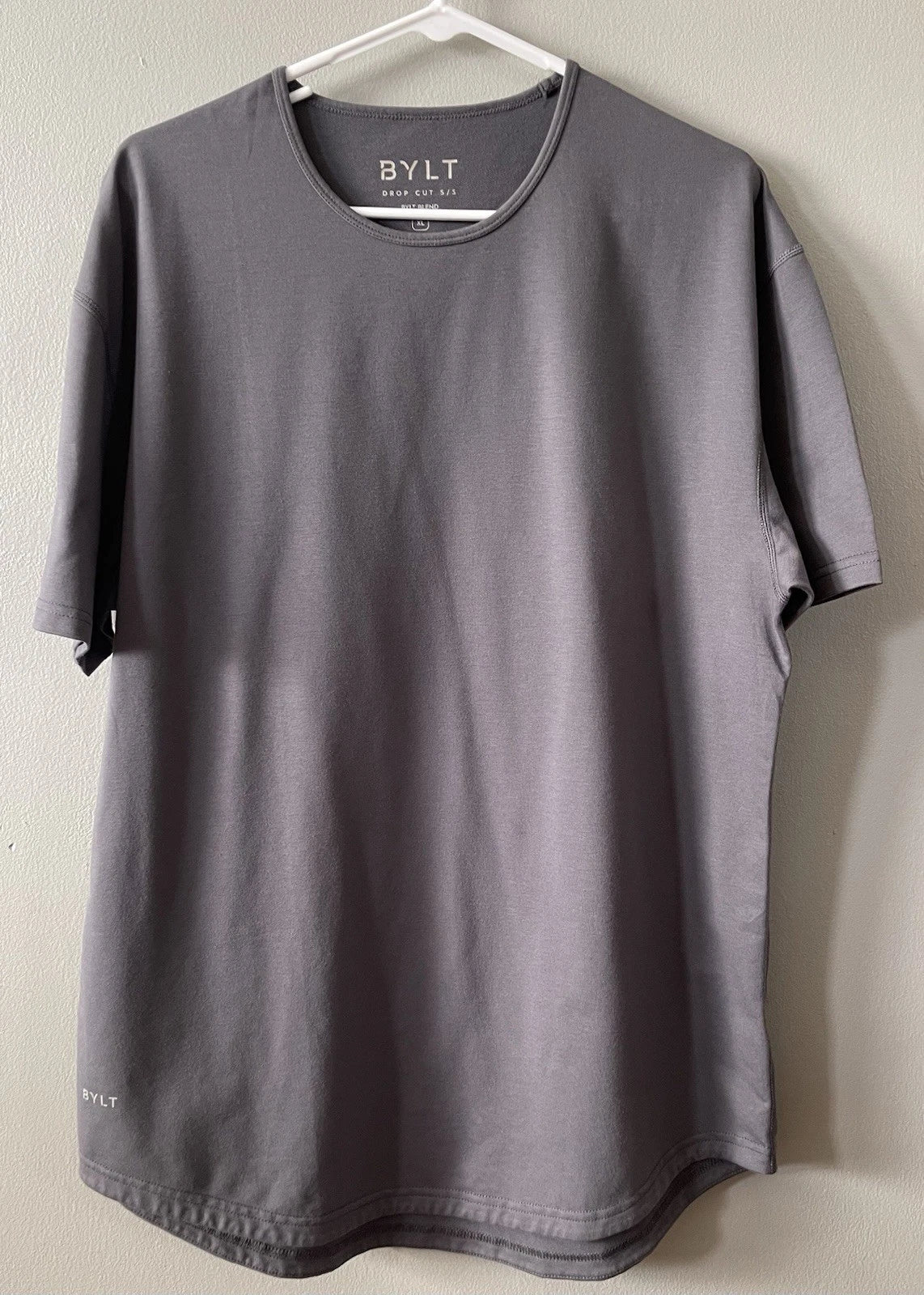 BYLT T Shirt Mens XL Drop Cut Gray Short Sleeve Minimalist Athleisure Tee