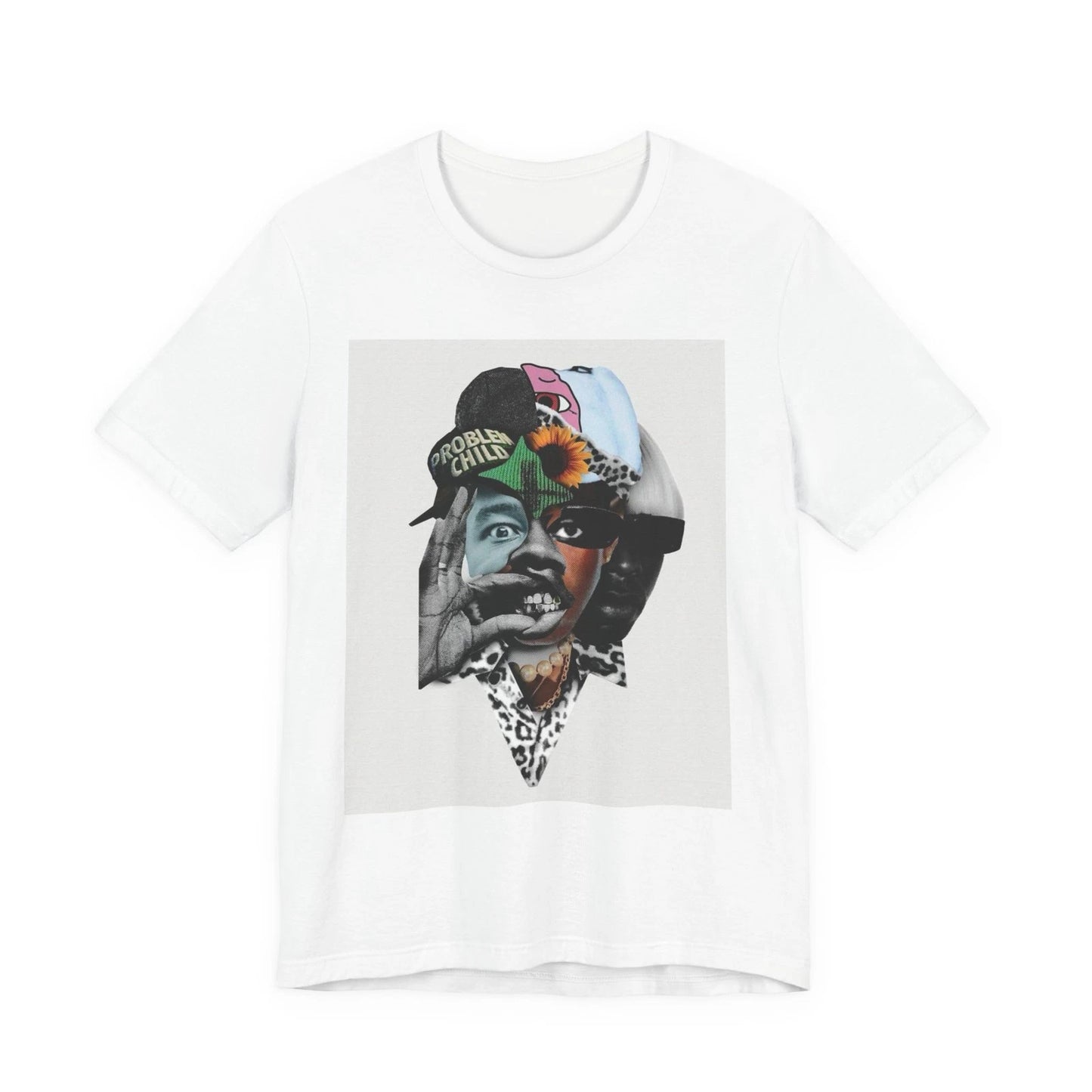 Abstract Collage Face Tee | Surreal Portrait Art, Mixed Media T-Shirt