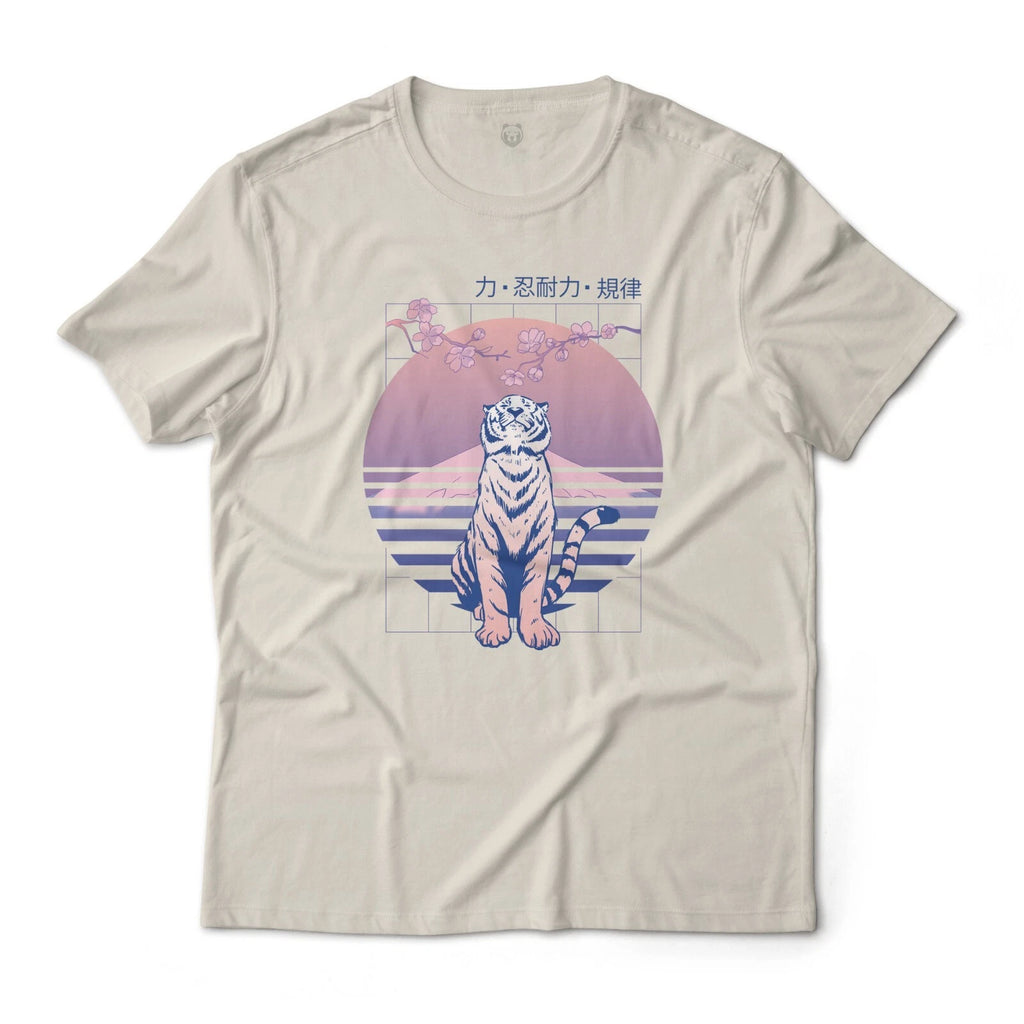 Japanese Zen Vaporwave Tiger Aesthetic Graphic T-Shirt Unisex Lightweight Cotton