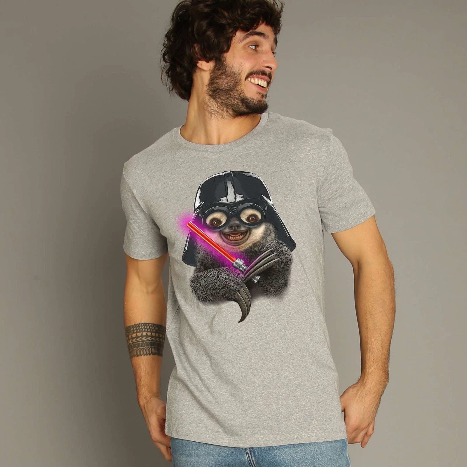 Men's Short Sleeve T-Shirt Gray, DARTH SLOTH