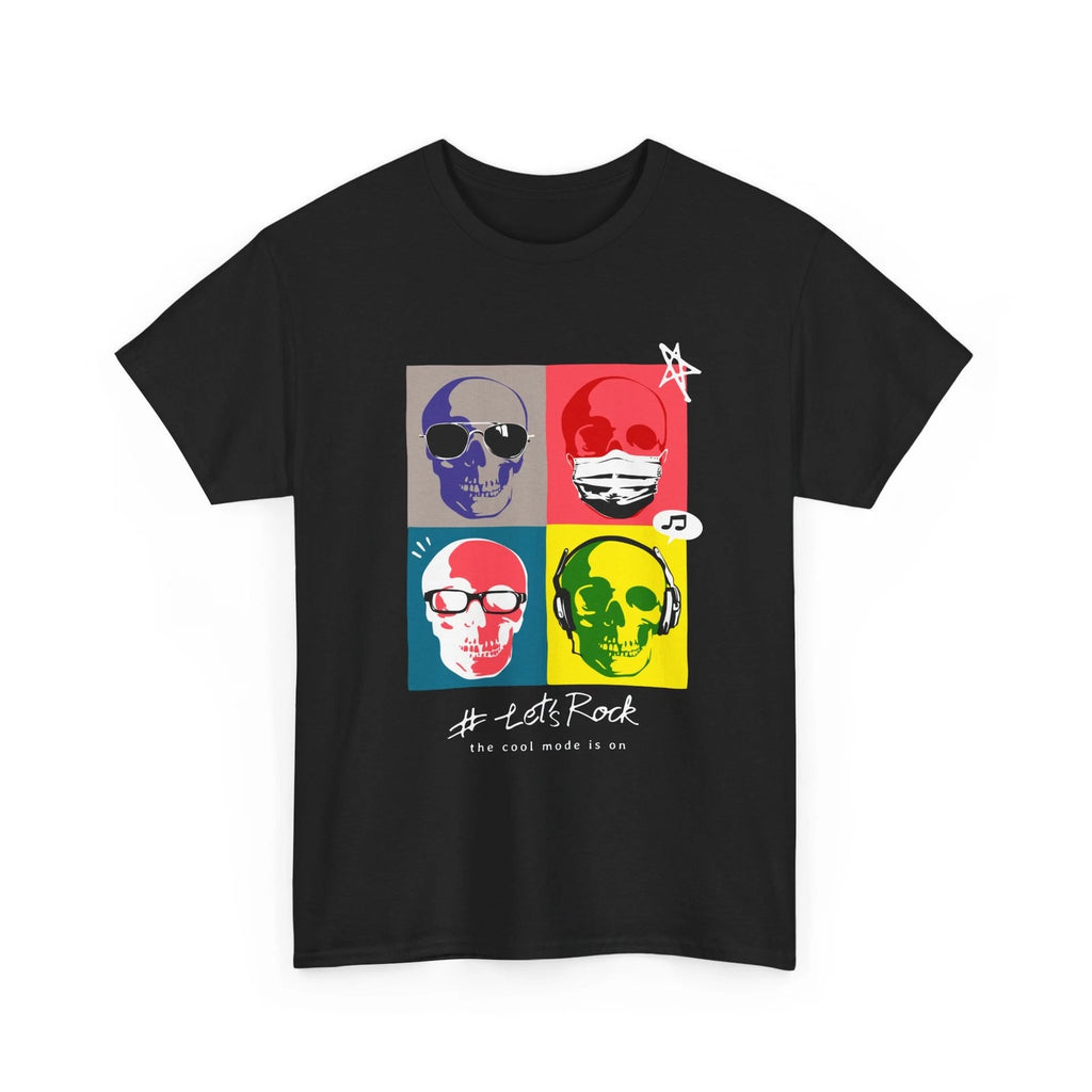 Pop Art Skulls Tee | Colorful Rock Skull Graphic, Cool Style Cotton T-Shirt