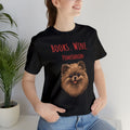 Books Wine Pomeranian Unisex Jersey Short Sleeve Tee