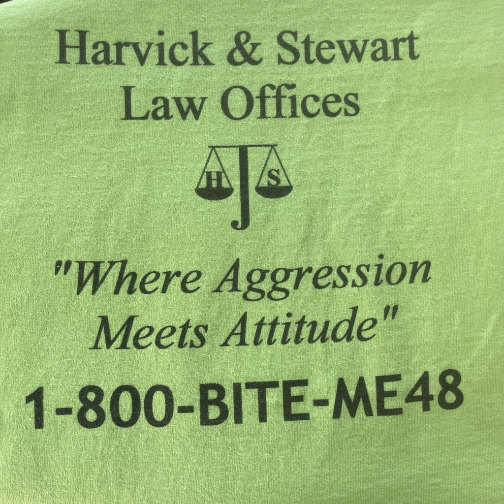 Men’s T-shirt Large Funny Humorous Lawyer 1-800-BITE-ME 48 Cotton Law Offices
