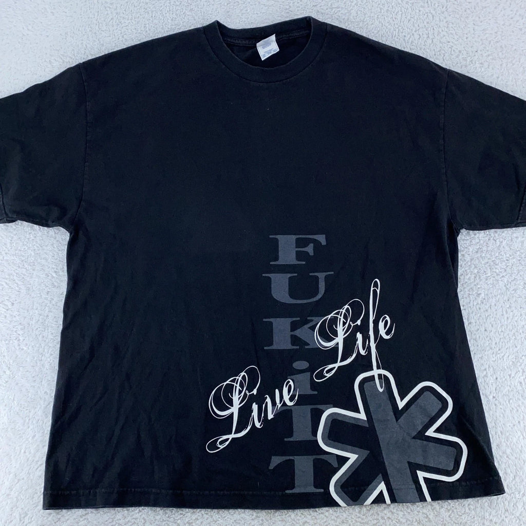 Vtg Y2K FUKIT Shirt Mens XL Black Live Life Graphic Tee Streetwear