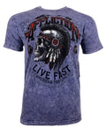 AFFLICTION Men's T-shirt AC IROQUOIS  Slate/Navy Lava Wash Biker MMA S-3XL
