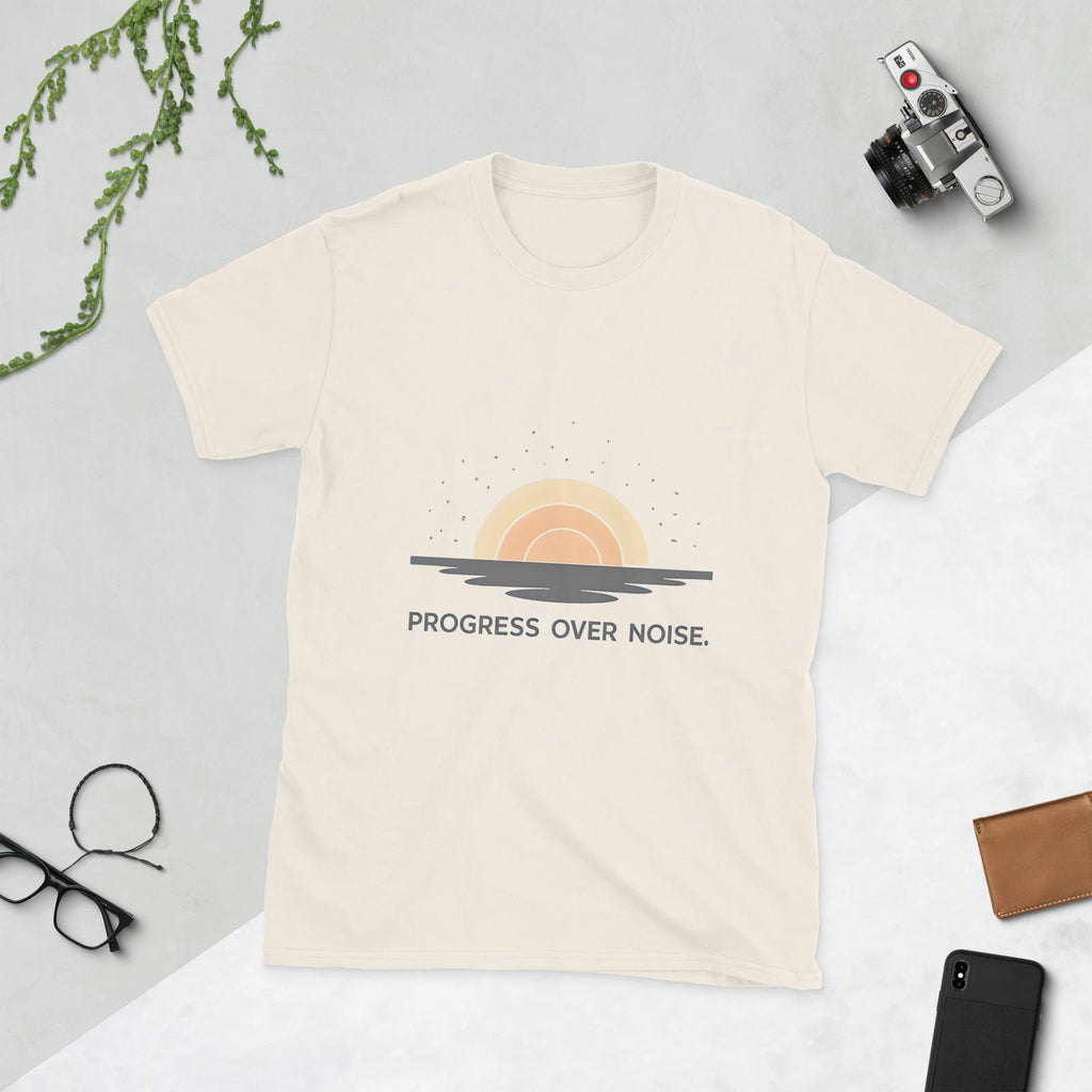 Progress Over Noise Unisex T-Shirt Minimalist Motivation Focus Mindset Tee
