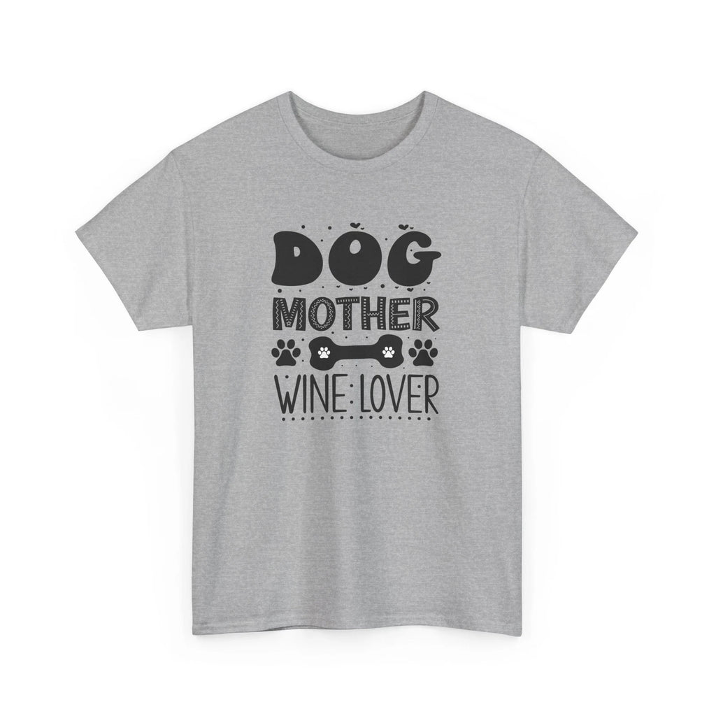 Dog Mother Wine Lover T-Shirt – Cute Puppy Lover Paw Print Graphic Tee