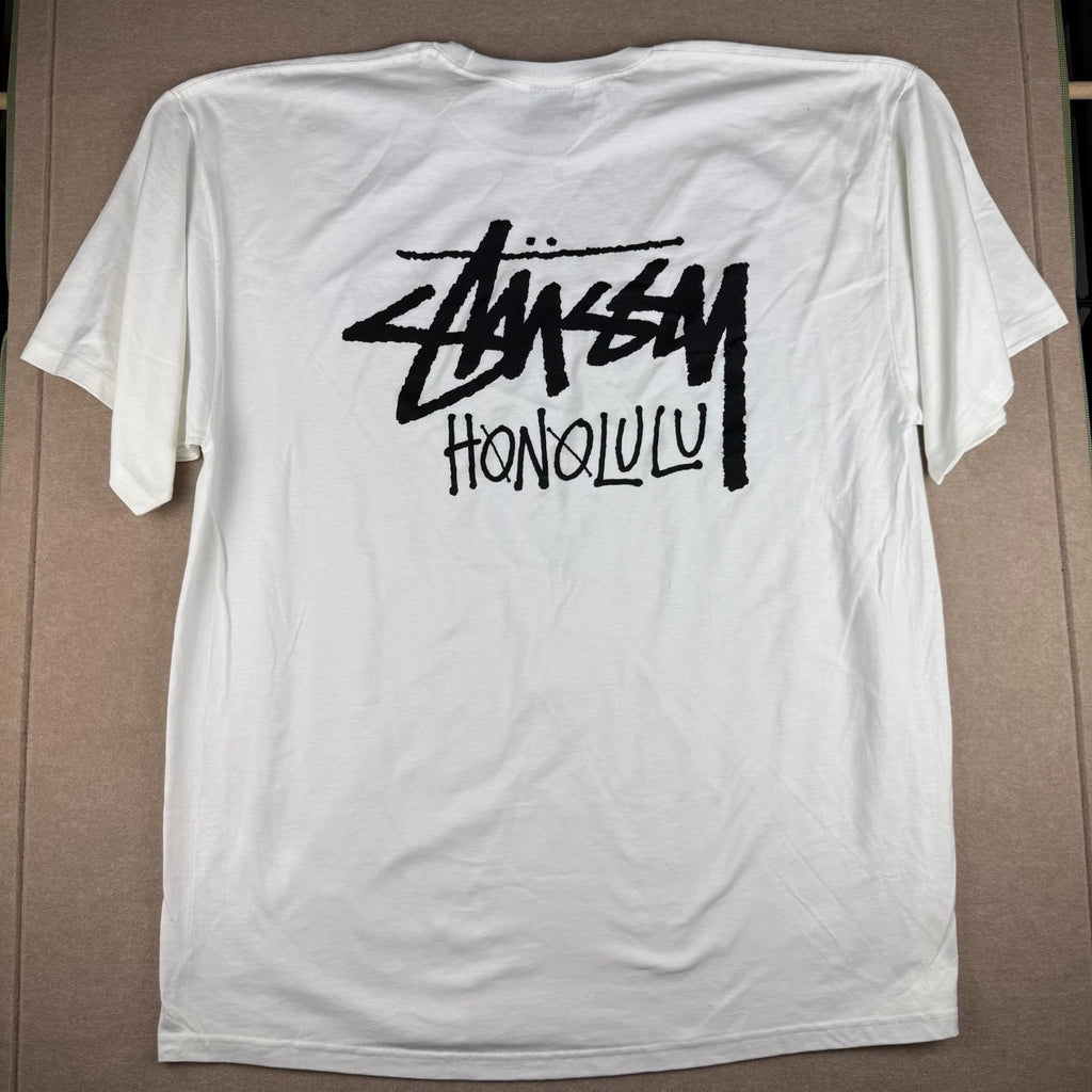 Stussy Honolulu Shirt Mens 2XL White Logo Streetwear Surf Graphic Tee