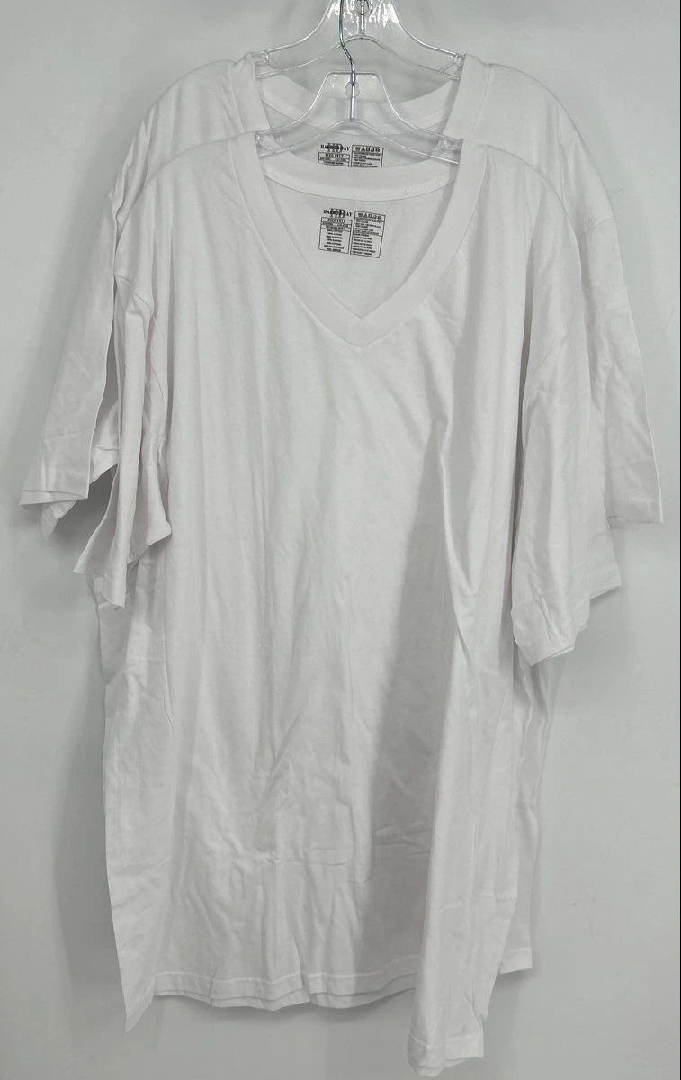 Harbor Bay Mens White Cotton Short Sleeve V-Neck T-Shirt 3XLT Lot Of 2