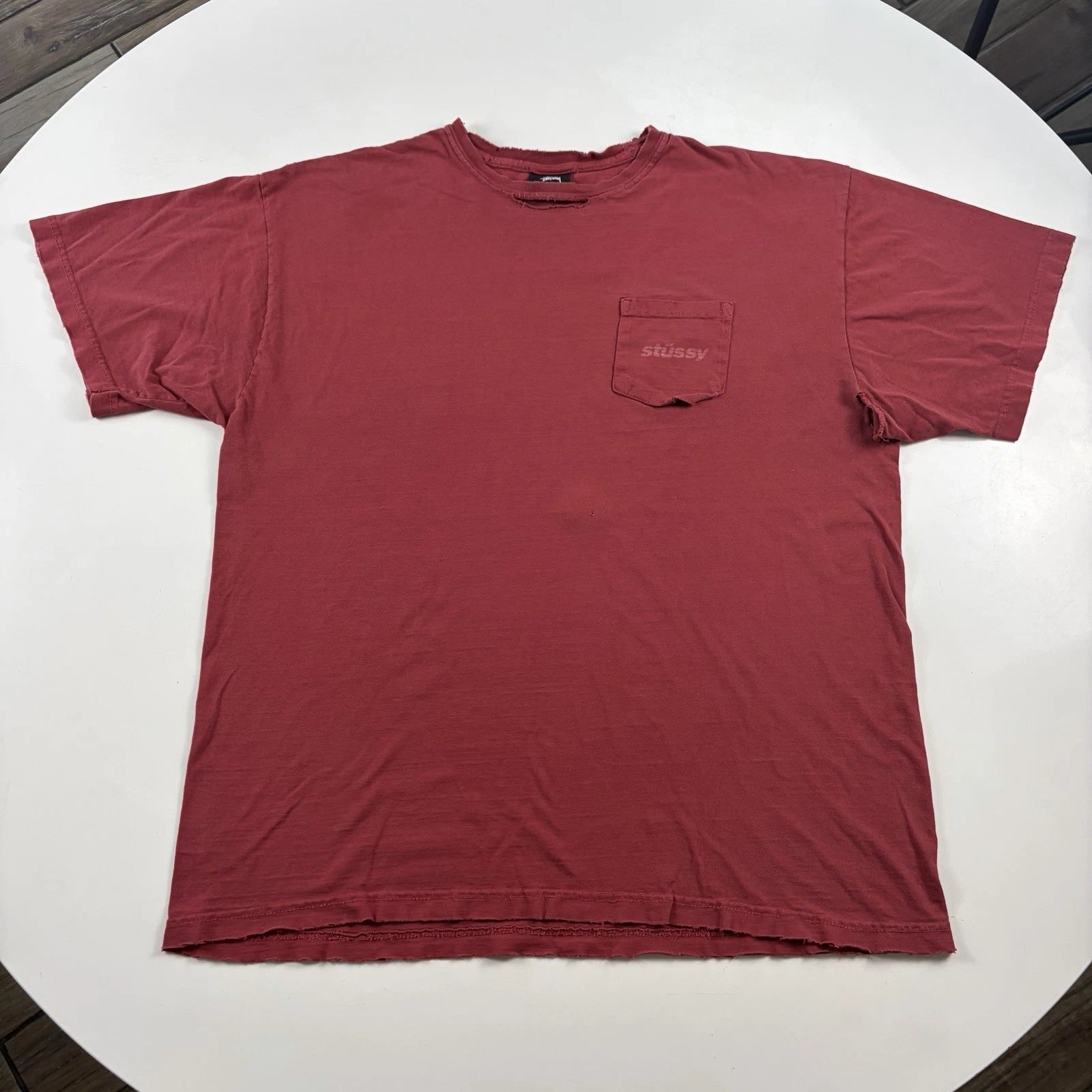 Stussy Shirt Mens XL Red Logo Graphic Tee T Shirt Streetwear Preowned Distressed