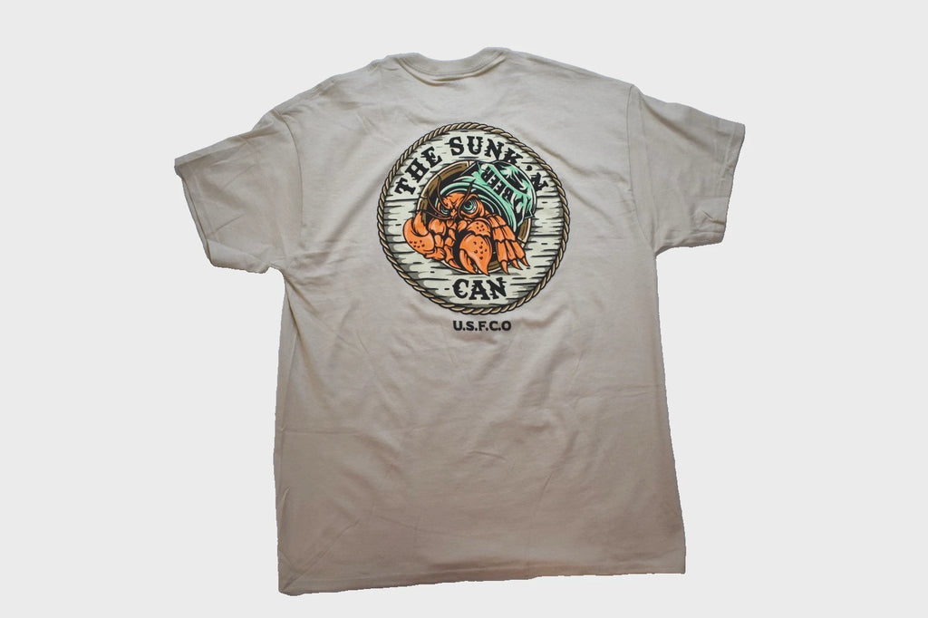 U.S. Fishing Co. Mens The Sunk'n Can Beer Can Crab Funny Graphic Shirt New S-3XL