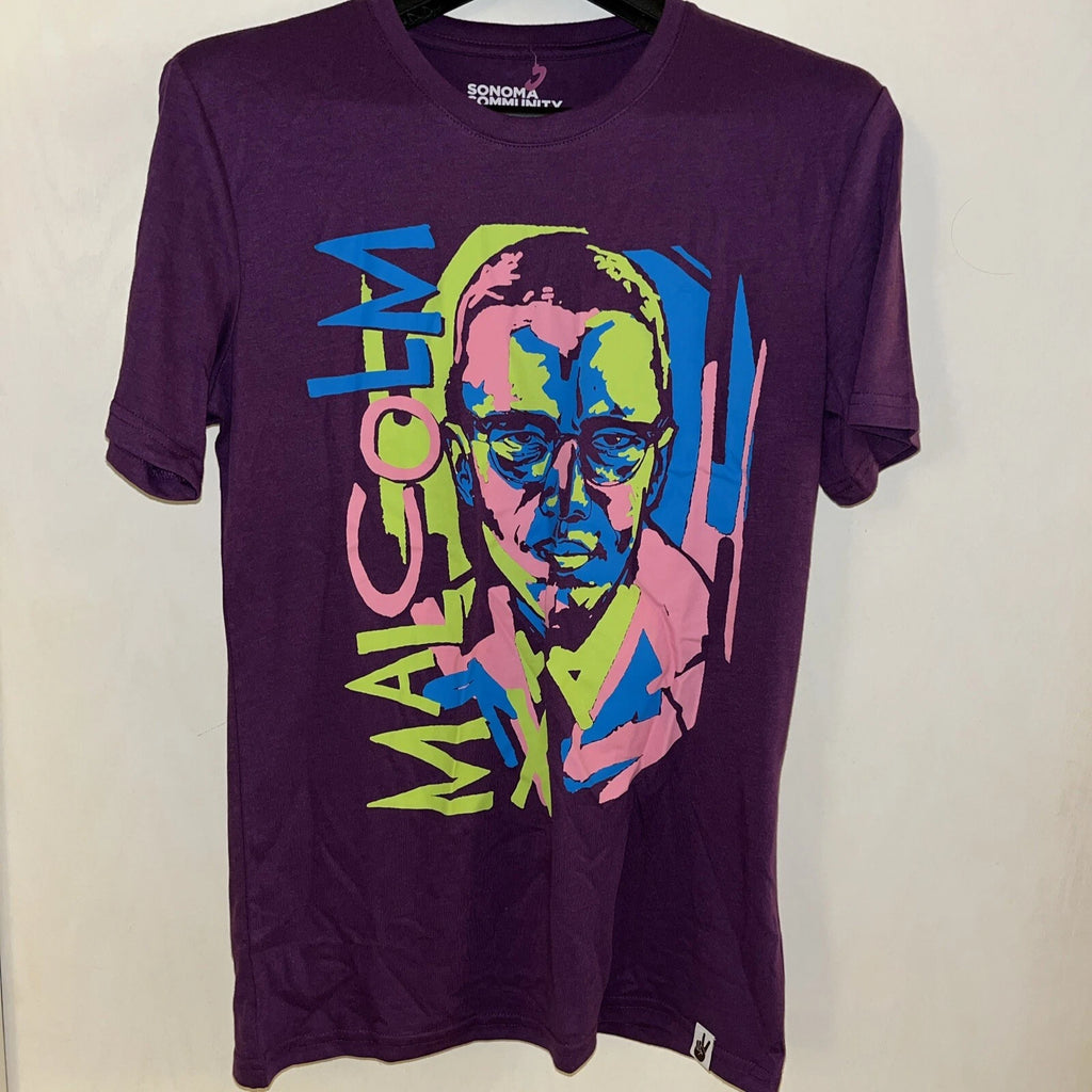 Adult Sonoma Community Black History Month Malcolm X Tee Art Shirt XS - See Desc