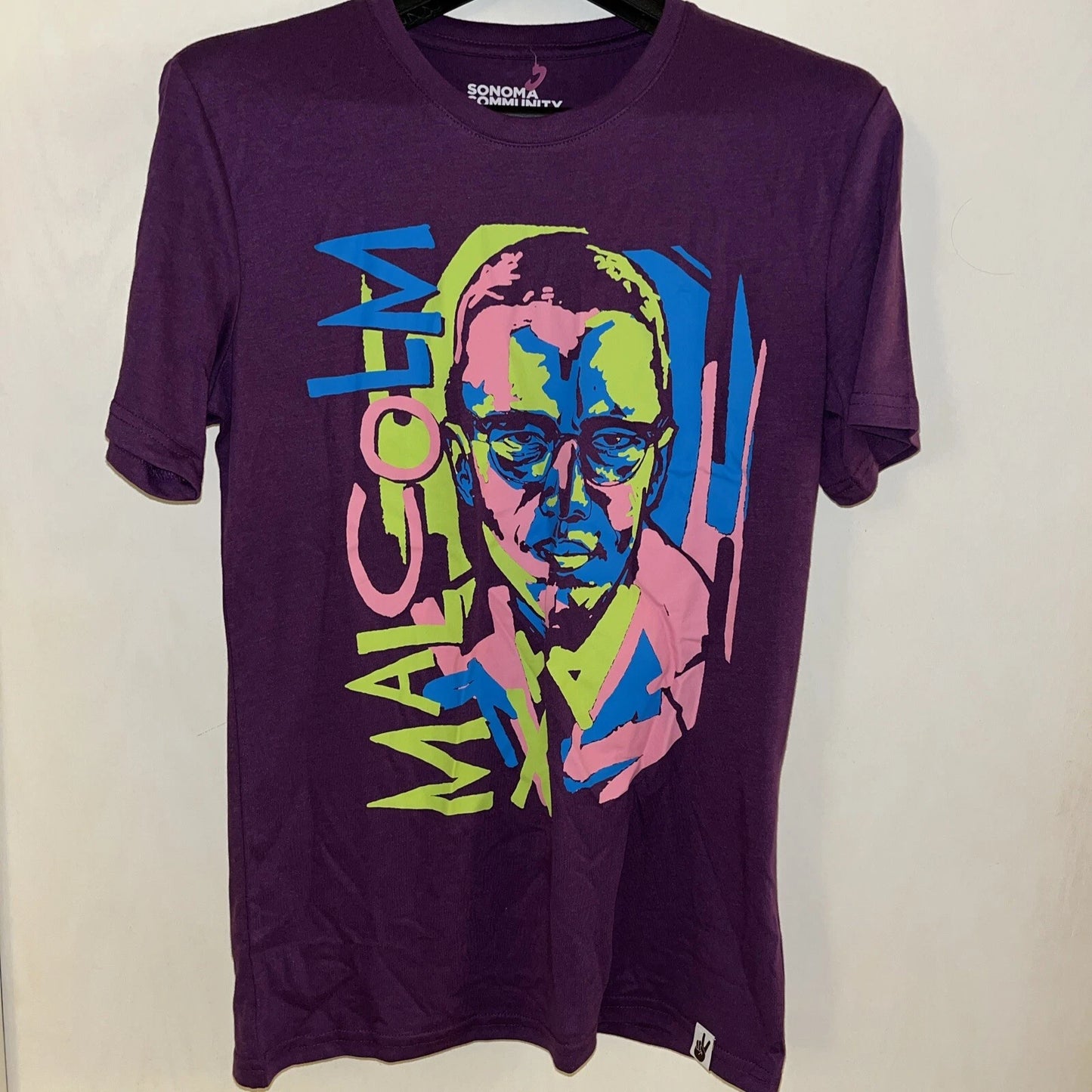 Adult Sonoma Community Black History Month Malcolm X Tee Art Shirt XS - See Desc