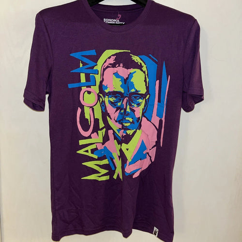 Adult Sonoma Community Black History Month Malcolm X Tee Art Shirt XS - See Desc
