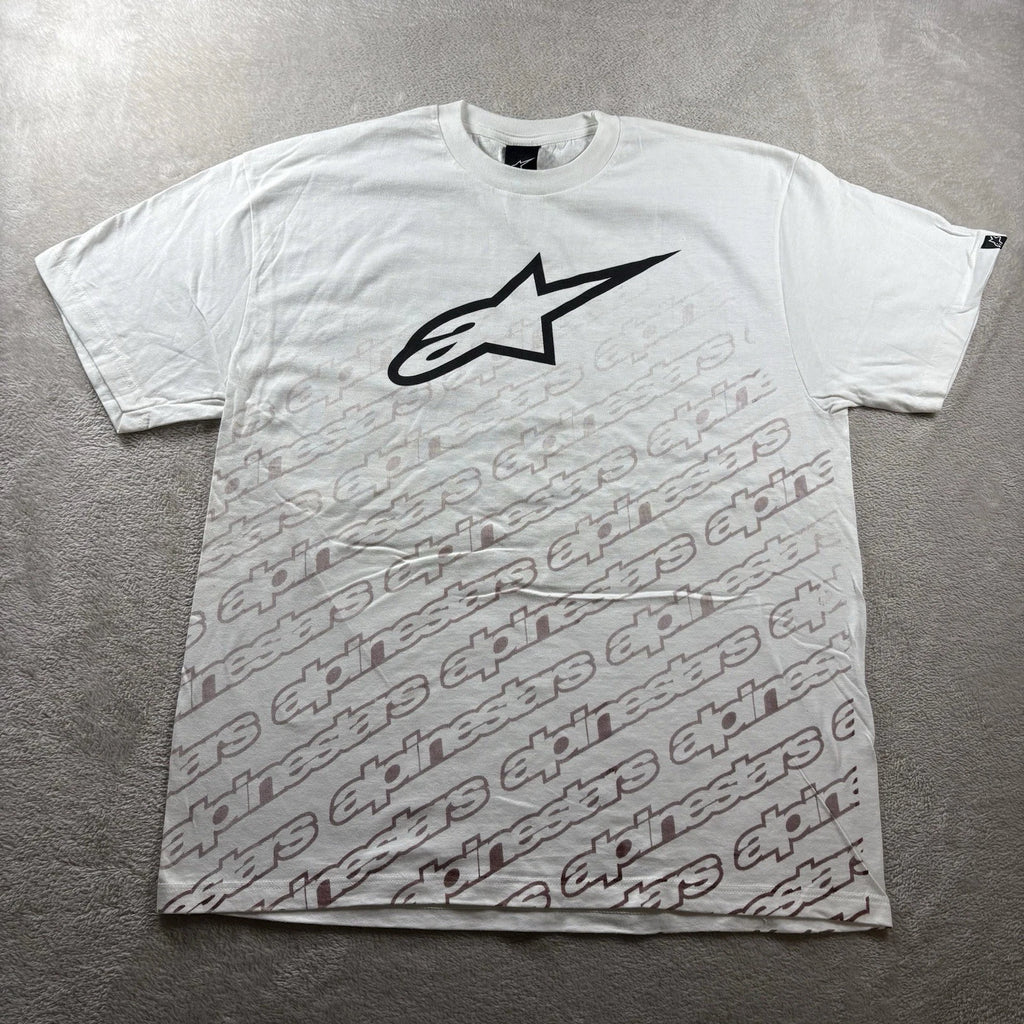 Vintage Y2K AlpineStars Men’s XL White T Shirt Grunge Motorcross NEW 2000s AOP
