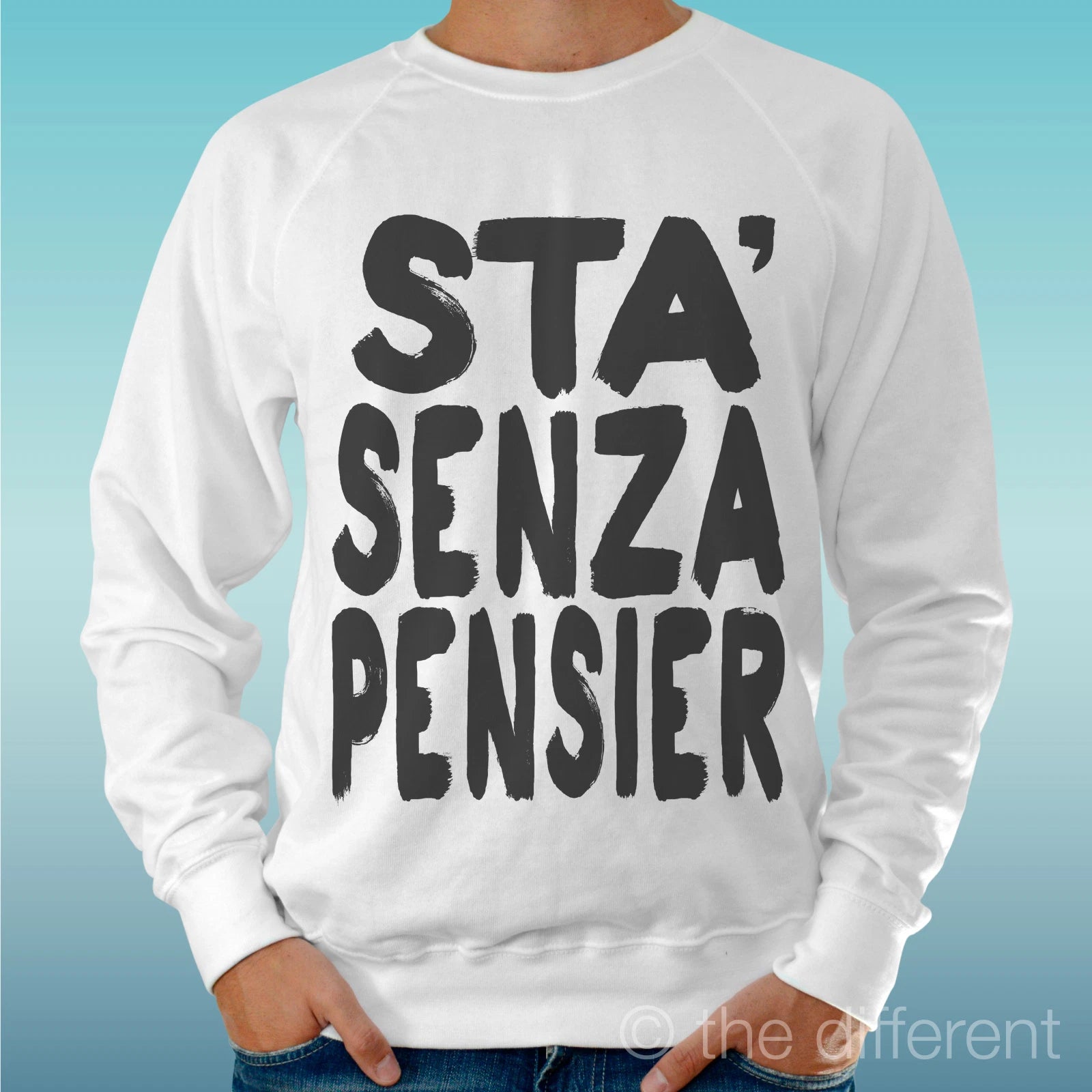 Men's Lightweight White Sweater 'Stress-Free Gomorrah' Road to Happiness
