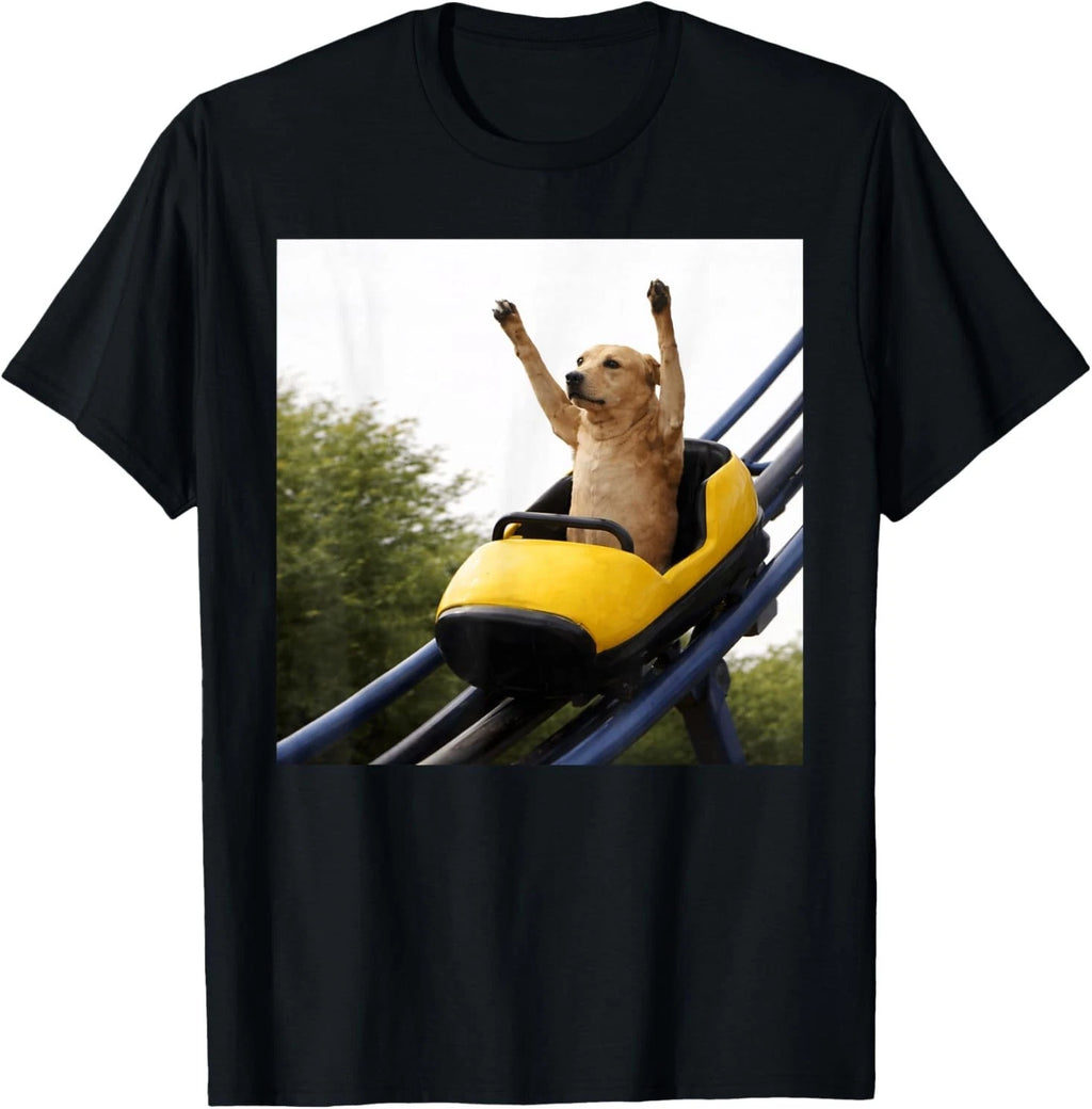 Funny Labrador Dog Riding Roller Coaster Meme for Dog Lovers T-Shirt