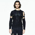 Steampunk Gothic Vintage PU Leather Black Removable Sleeve Men Punk Shirt Tops