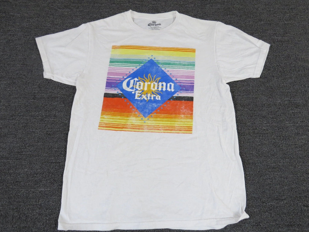 Corona Extra Shirt Mens Large White Short Sleeve Crew Neck Cotton Pullover