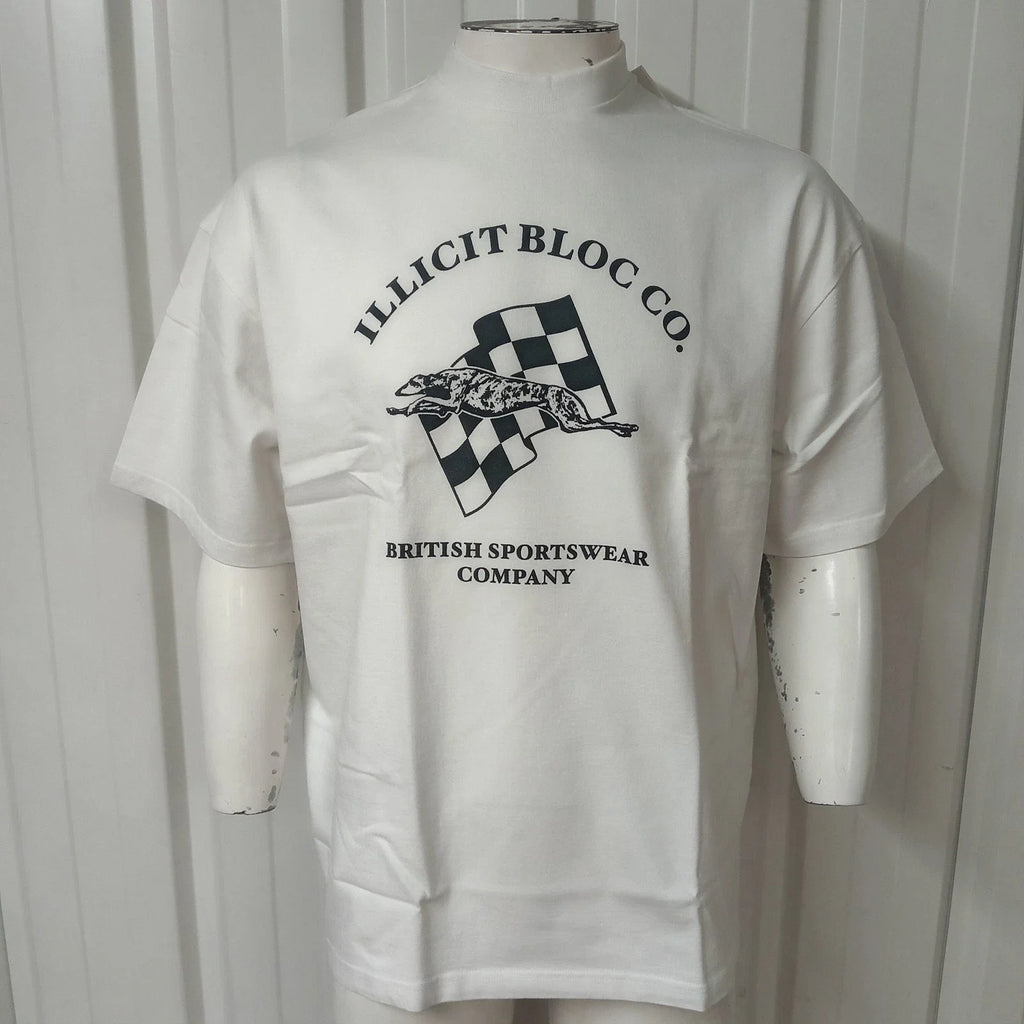 Illicit Bloc Greyhound T-Shirt White 300GSM 100% Cotton Boxy Medium/Large/XXL