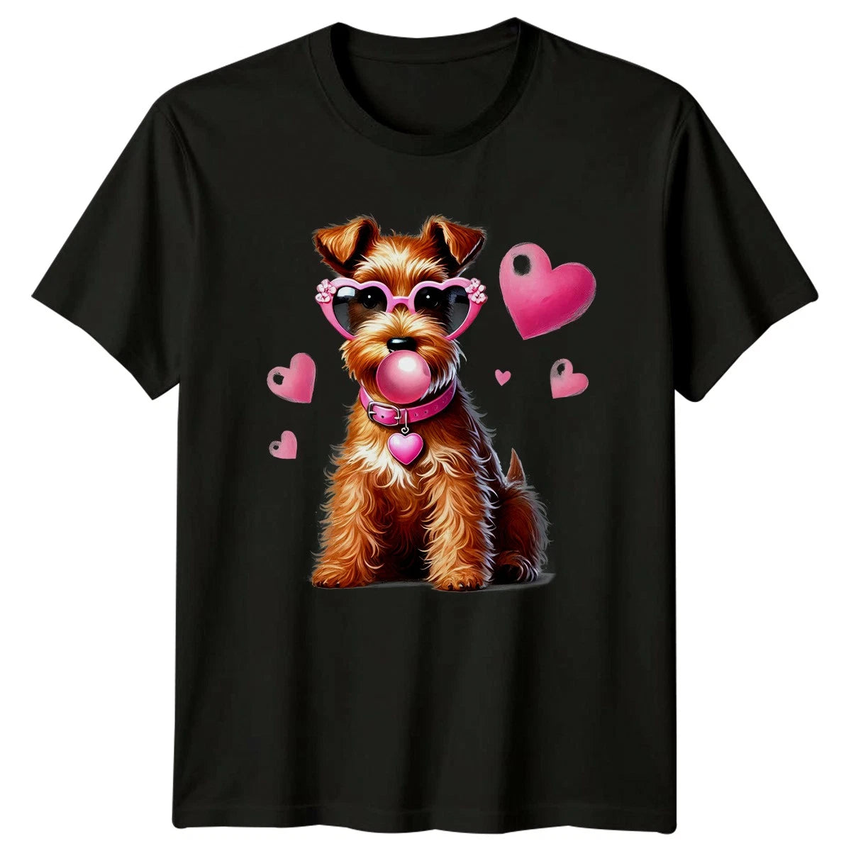 Dog With Pink Hearts Sunglasses Bubble Gum Animals Dogs Mens TShirt Womens Tee