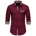 Men's Floral Shirt Casual Slim Shirts Long Sleeve Button Down Tops Blouse